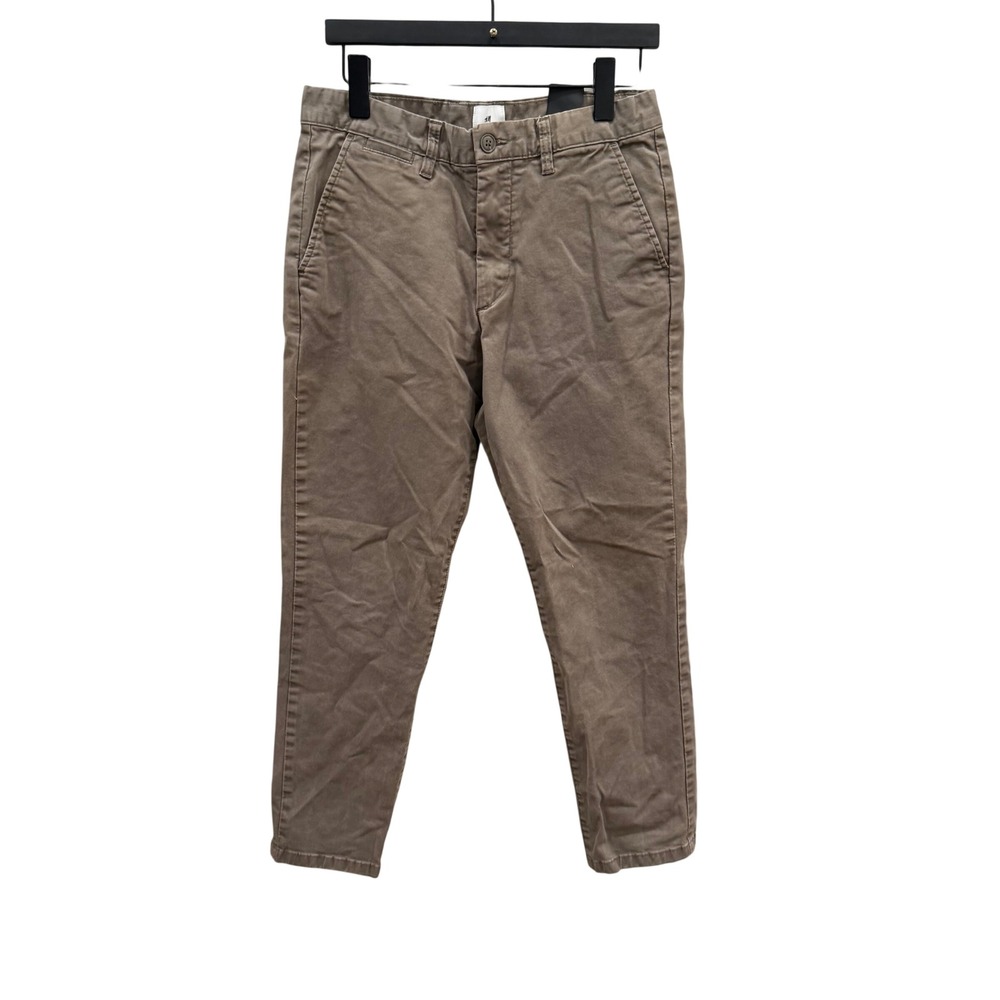 HM Slim Fit Chino Pants‎ Mens 30x30 Taupe Brown Cotton Twill Tapered Trousers